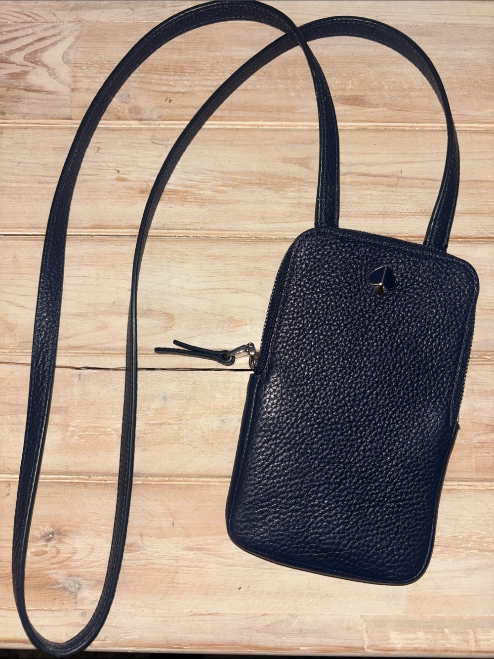 kate spade Black Pebbled Leather Crossbody Phone Pouch